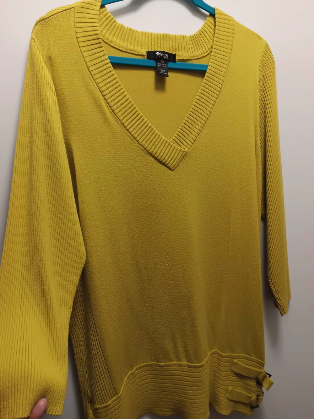 Style & Co. Chartreuse V-Neck Sweater